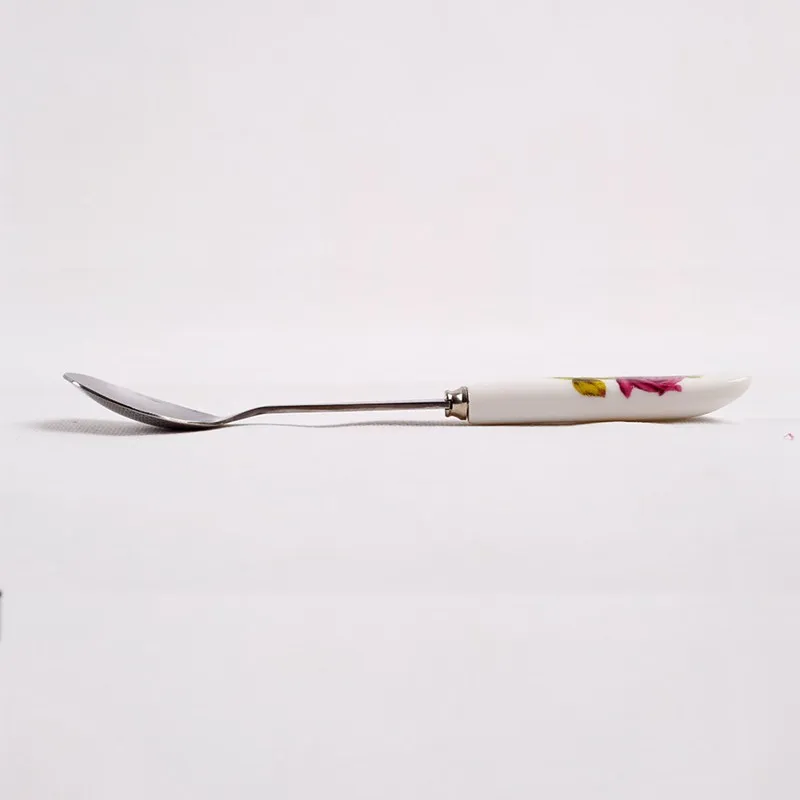 6 шт./лот Европейская кофейная ложка из костяного фарфора нержавеющей стали набор