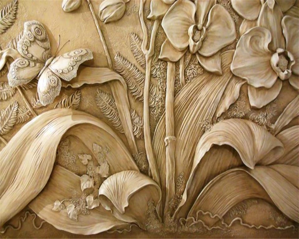 

3d Wallpaper Vintage European-style Relief Flower Butterfly Living Room Bedroom Interior Decoration Silk Wallpaper