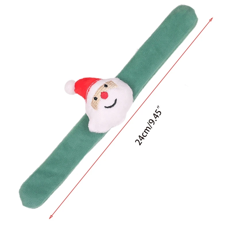

Christmas Slap Bracelet Cartoon Santa Claus Hat Deer Tree Plush Doll Circle Wrist Band Armband for Kids Xmas Decoration