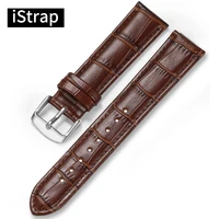 istrap watchbands 12mm to 24mm watch strap brown black genuine leather silver pin buckle alligator grain for tissot seiko