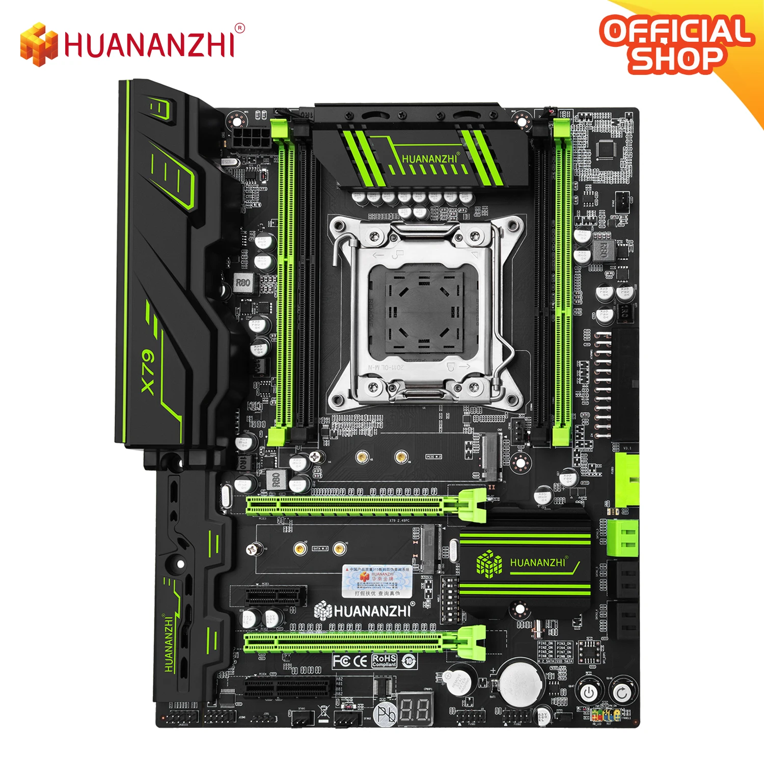 Kaufen HUANANZHI X79 GRÜN 2,49 X79 Motherboard LGA2011 ATX USB 3,0 SATA3 PCI-E NVME M.2 SSD Unterstützung REG ECC Speicher Und Xeon E5