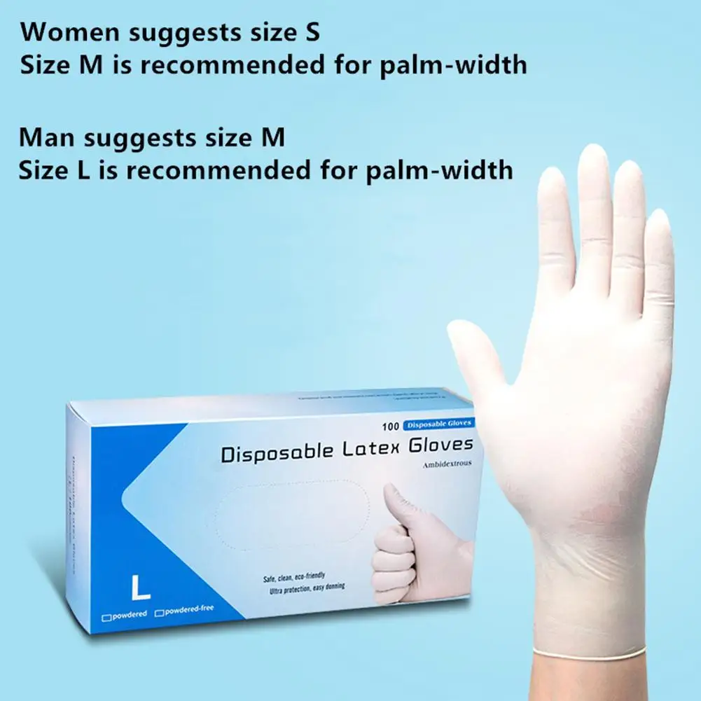 

[ Hot Sale ] 100Pcs/Box White Latex Gloves Disposable Bake Non-Slip Rubber Latex Gloves Household Outdoor Camping Cleaning Glove
