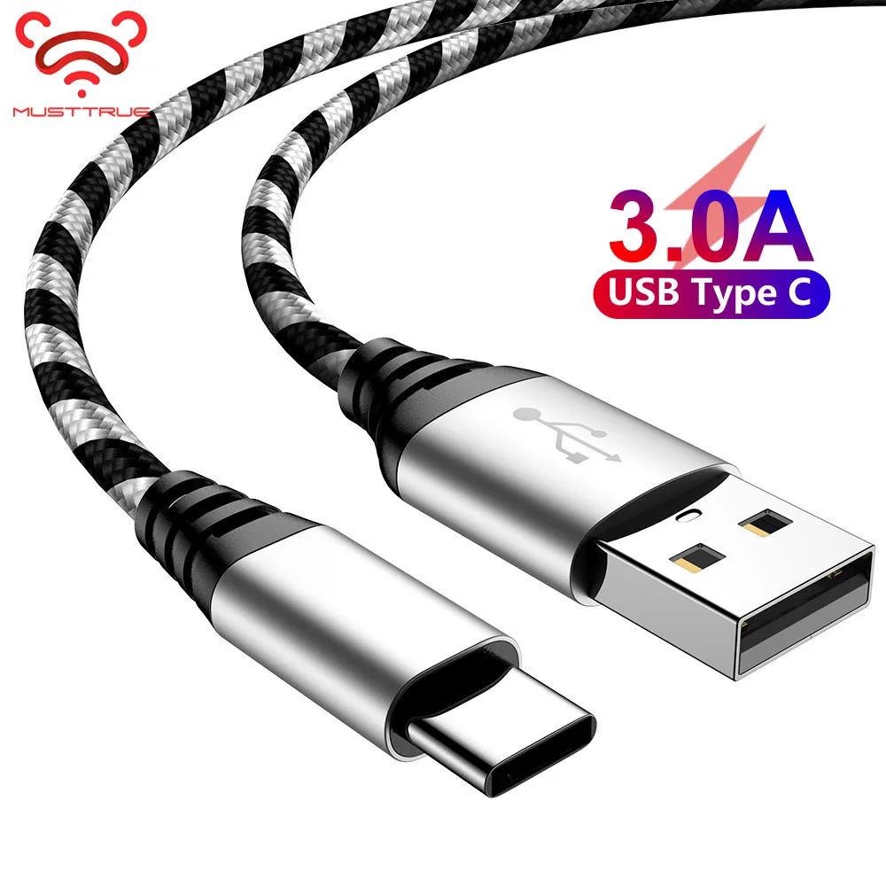 MUSTTRUE usb type C кабель 0 25 м 1 2 3 нейлоновая оплетка для синхронизации данных Быстрая