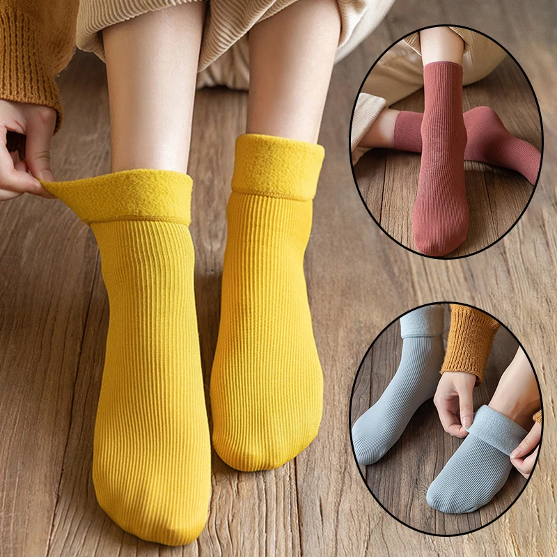 

1 пара зимние теплые носки женские утепленные теплые шерстяные кашемировые снежные носки бесшовное бархатное сапоги носки для пола для сна