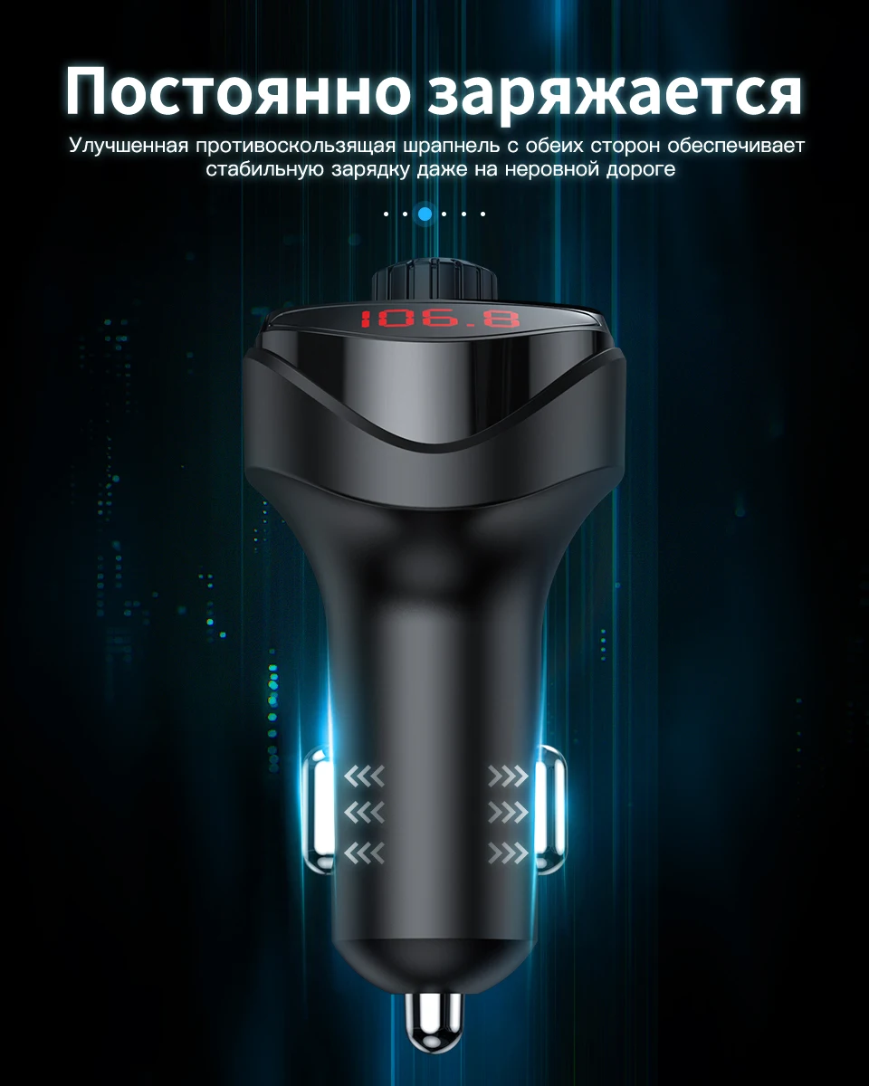 KUULAA Bluetooth автомобильное зарядное устройство с fm-передатчиком 3.4A двойное USB зарядное устройство аудио MP3 плеер TF карта Автомобильный комплект Автомобильное зарядное устройство для телефона