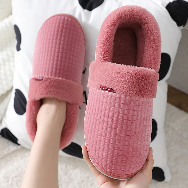 

Home Shoes For Men Winter Warm Furry Short Plush Man Slippers Non Slip Bedroom Shoes Couple Soft Indoor Shoes Male Large Size 47