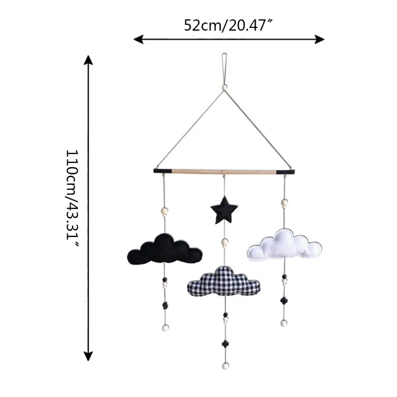 

Nordic Style Cute Felt Clouds Shape Wall Hanging Ornament Wooden Stick Pendant Kids Room Decoration