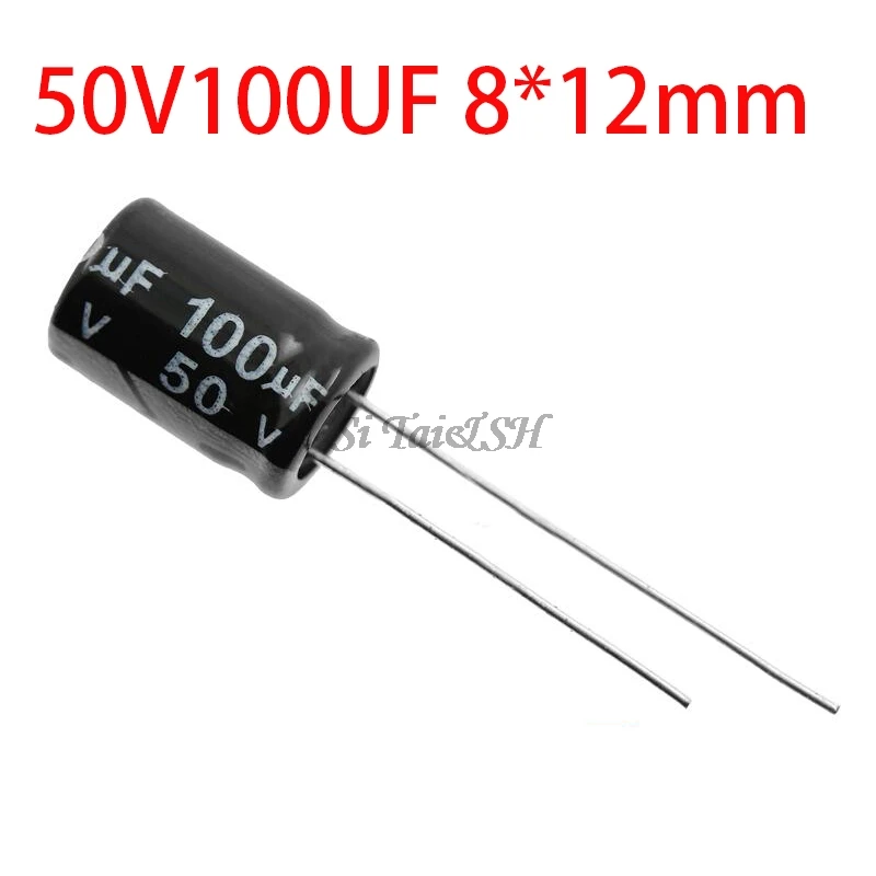 

50PCS Higt quality 50V100UF 8*12mm 100UF 50V 8*12 Electrolytic capacitor