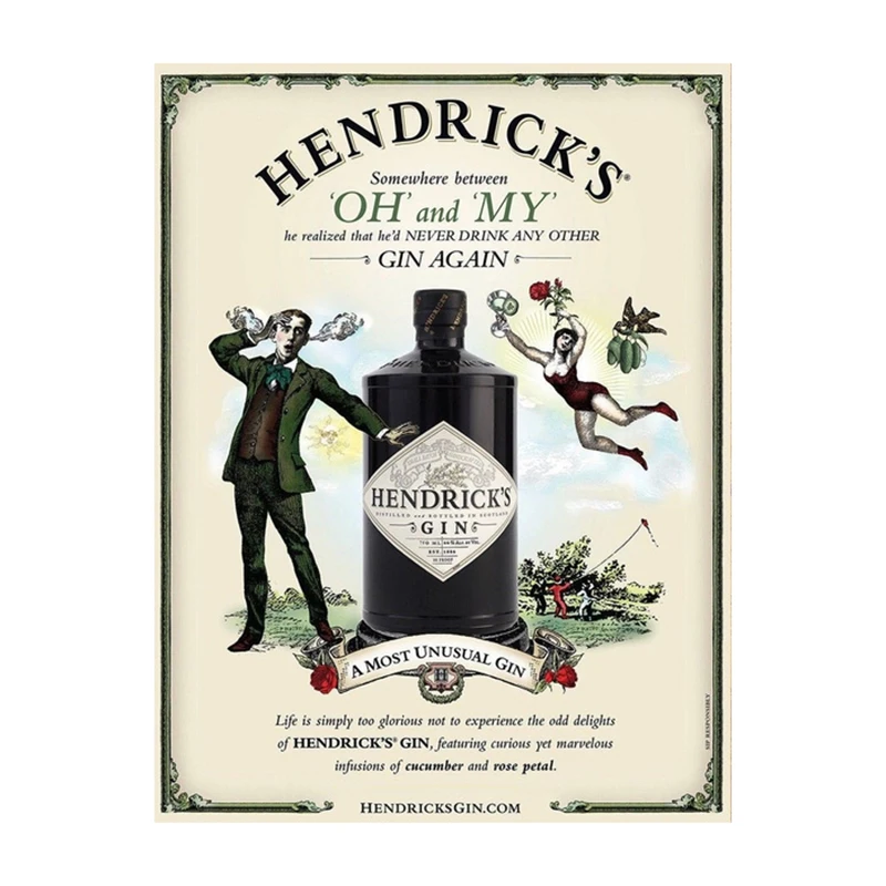 

Металлическая табличка Hendrick's GIN в стиле ретро для кухни, паба, бара