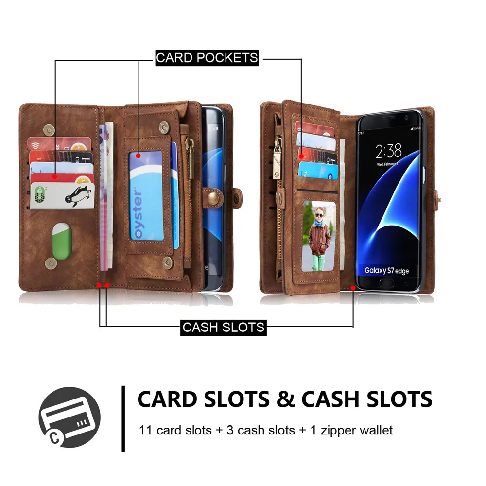 Многофункциональный чехол-кошелек для телефона чехлы Samsung Galaxy S7 Edge S8 S9 S10 Plus S10E Note 8