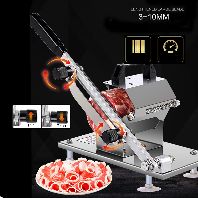 

Meat Slicing machine Alloy+Stainless Steel Household Manual Thickness Adjustable 3-10mm Meat Grinder Vegetables Slicer