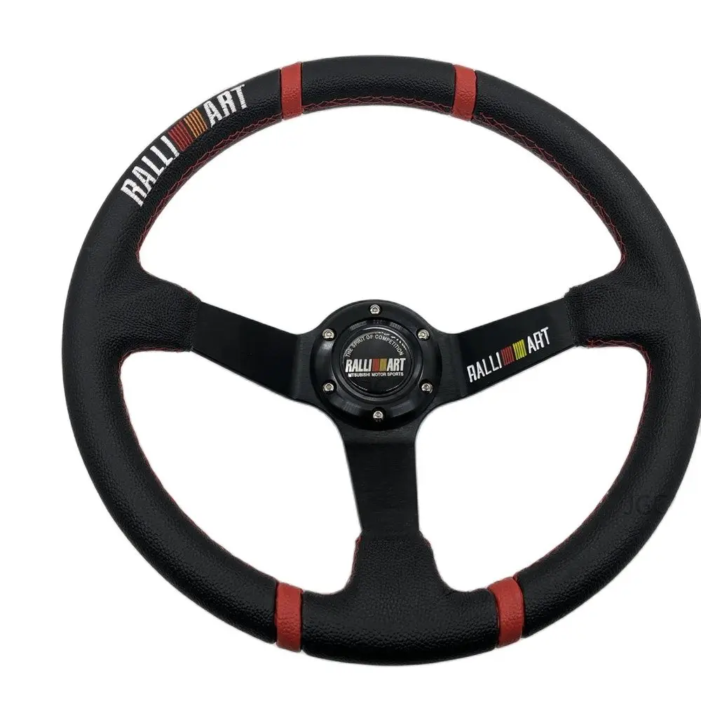 

Universal 14inch Rallyart Steering Wheel Deep Dish Drifting Flying Rally Steering Wheel Racing PVC Leather For Mitsubishi EVO
