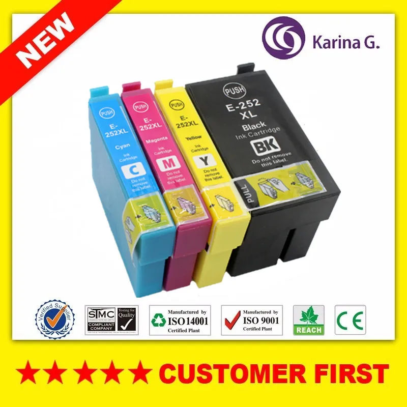 Совместимый картридж с чернилами 252xl для T252 T252XL T2521 epson Φ WF7620 7110 3620 3640 7620 и т.