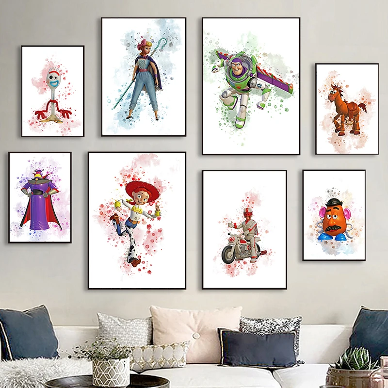 Картины на холсте акварельные диснеевские История игрушек плакаты и принты