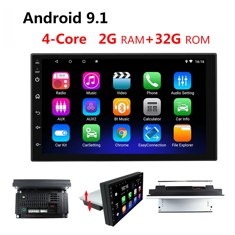 

1 Din Android 9,1 автомобильное стерео радио 7 дюймов 4-ядерный GPS Navi WIFI Bluetooth аудио регулируемый экран универсальный мультимедийный плеер