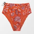 CUPSHE Shirred, высокая талия, бикини, низ, купальник для женщин, бохо, сексуальные штаны средней длины, короткие, 2022, раздельные бразильские бикини, плавки