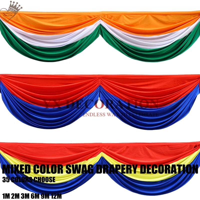 Новый Дизайн смешанный цвет Топ Swag занавес для свадебного фона сценический фон