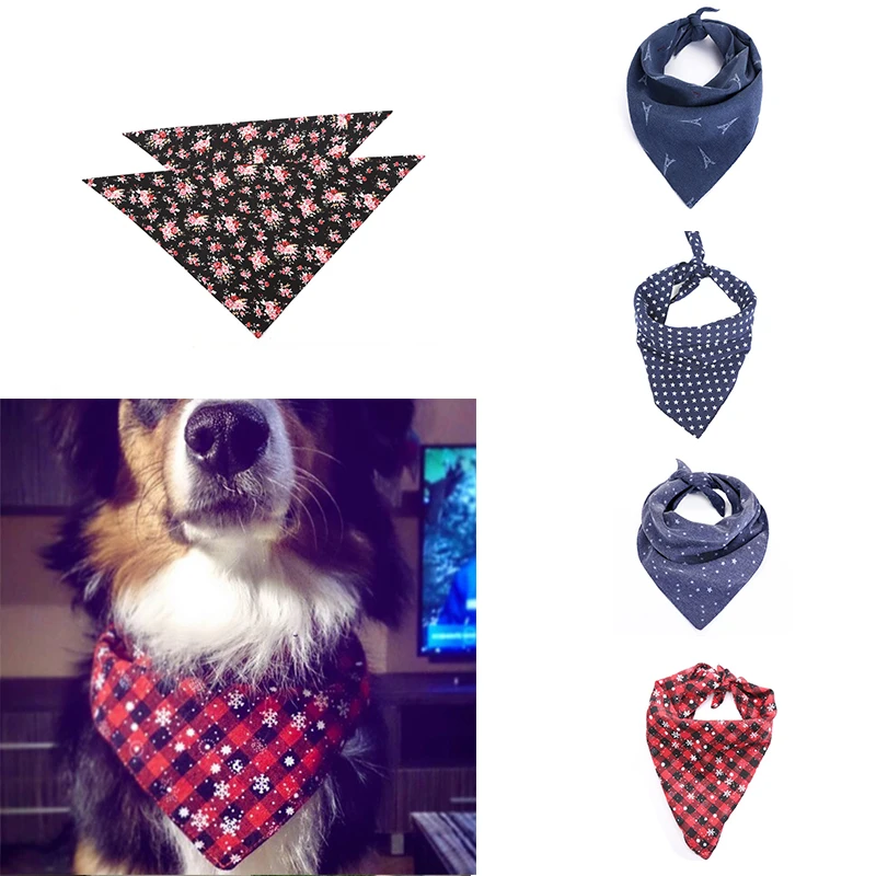 

Fashion Dog Bandana Cotton Scarf Bib Flower Grooming Accessories Triangular Bandage Collar For Small Medium Large Pet Design
