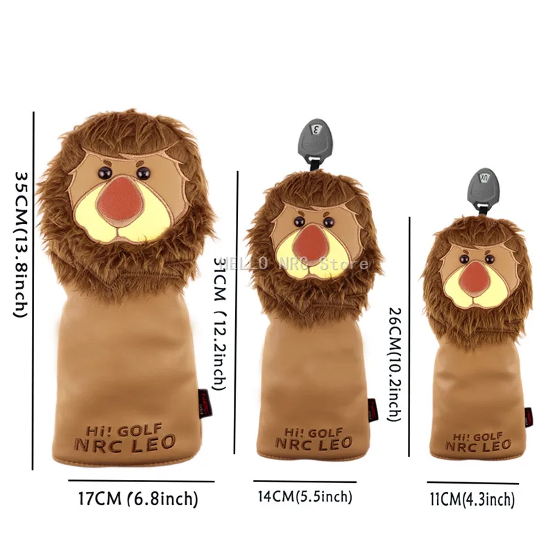 

Golf Club Head Covers Driver Fairway Wood Hybrid Covers Lovely Golf Lion Cartoon Animal 460cc Unisex