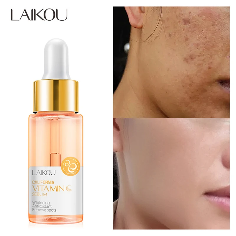 

LAIKOU Vitamin C Whitening Facial Serum Liquid Remove Dark Circles Fade Freckle Nourishes Moisturizing Skin Hyaluronic Acid 15ml