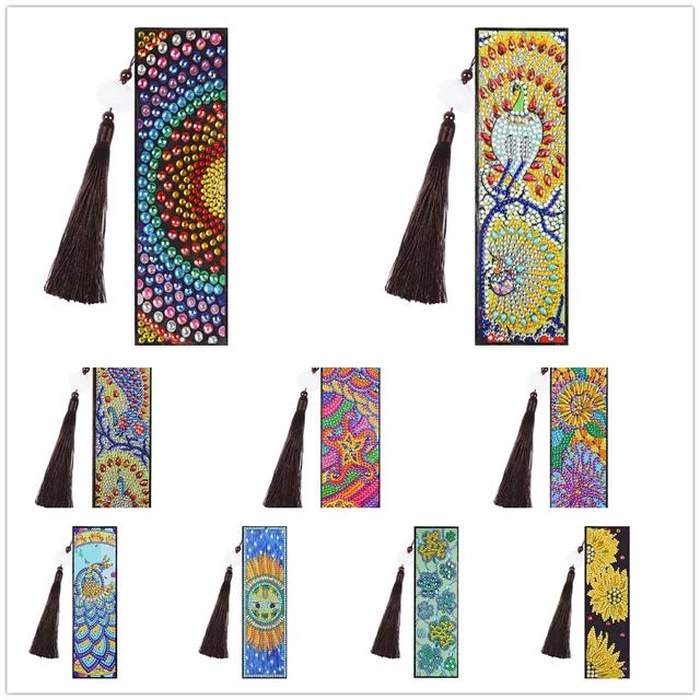 2Pcs DIY Diamond Painting Bookmark Special Shaped Drill Cartoon Animal Picture Tassel Book Marks Diamond Embroidery Crafts Gifts 1