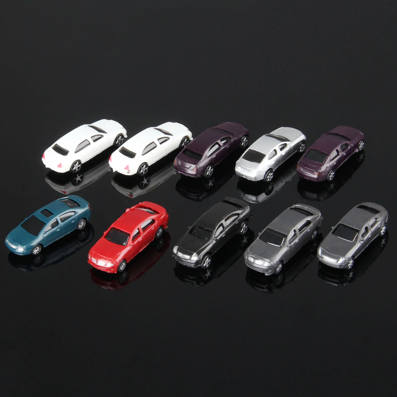 10pcs Model Cars 1:100 HO Scale Railway Layout Architecture Train Multicolor For Doll House Room Box | Дом и сад