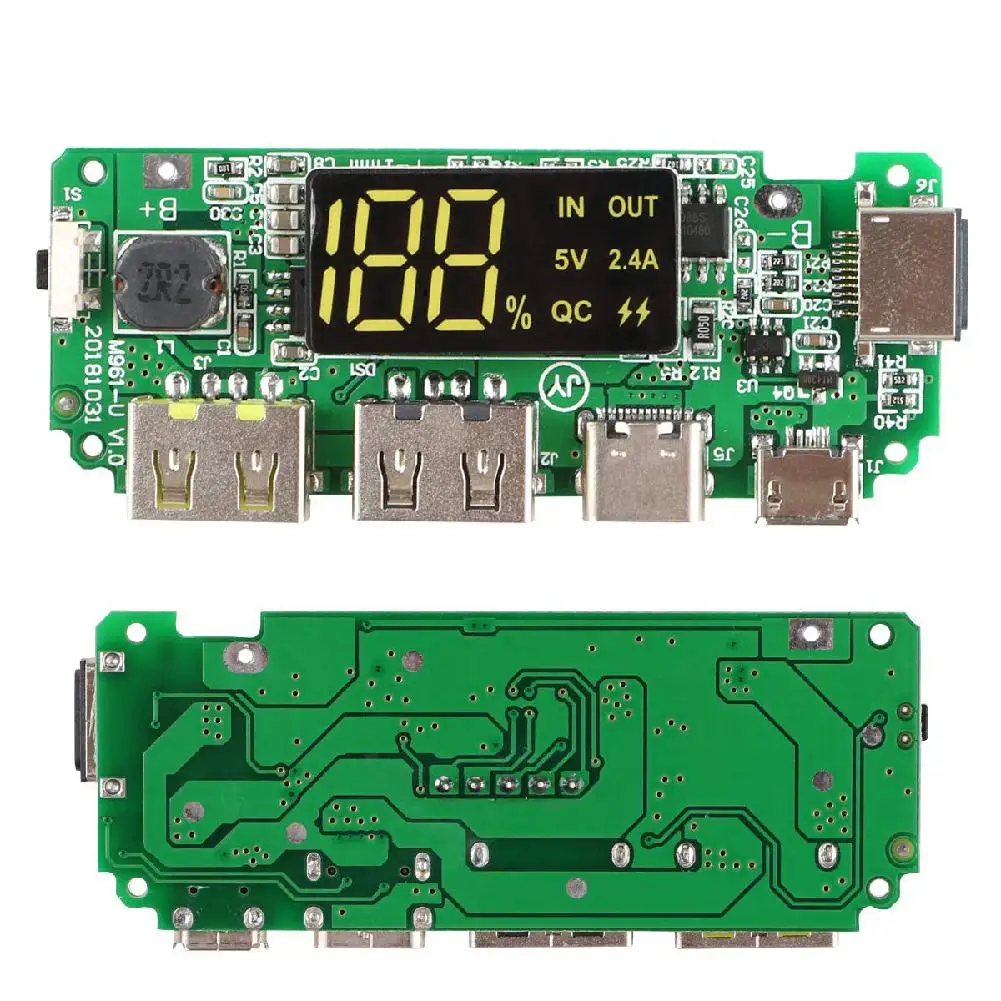 Светодиодный двойной USB 5 в 2 4 А Micro/для Type C/для Lightning внешний аккумулятор зарядная