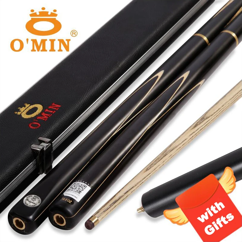 

O'MIN Enlighten Billiard Ash Snooker Cue 3/4 Spite One Piece with Case Extension 9.5mm-10mm Tip Billar Stick with Many Gifts