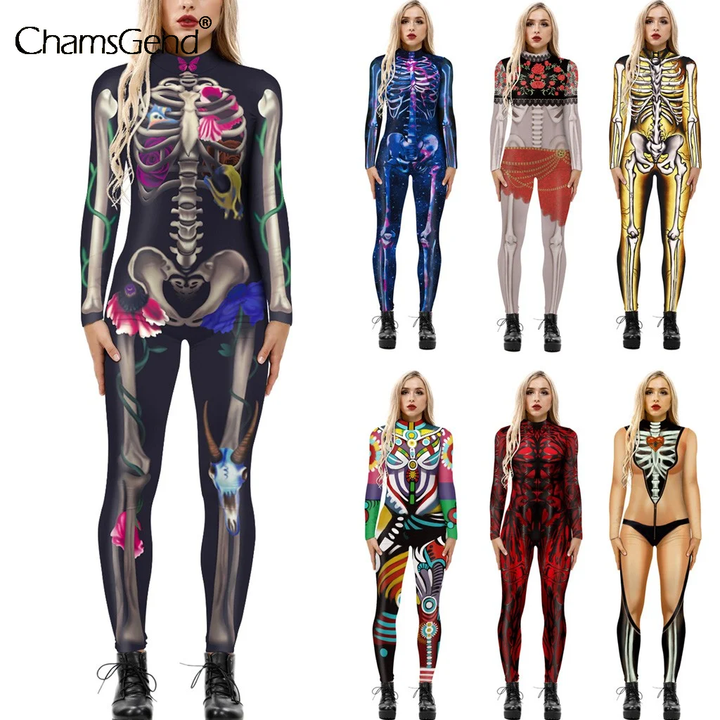 Женский костюм на Хэллоуин сексуальный готический комбинезон с 3d принтом
