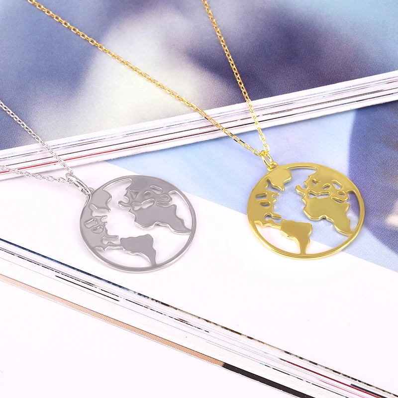 ROXI 925 Серебряное ожерелье Кулон карта мира Globetrotter колье для женщин Подарок