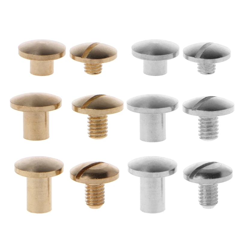 

10 Pairs Brass Chicago Screws Posts Belt Button for Leather Bookbinding Crafts 95AA