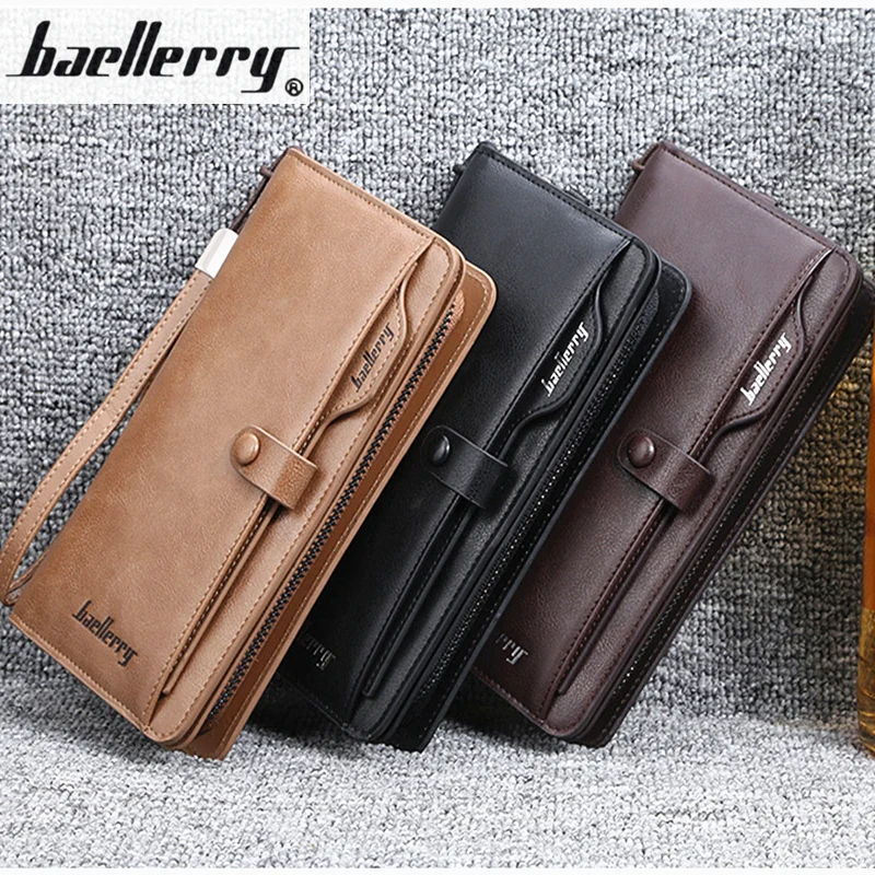 

Top Quality Leather Men Wallets Large capacity Driver License Phone Wallet Casual Male Clutch Long Zipper Coin purse carteira