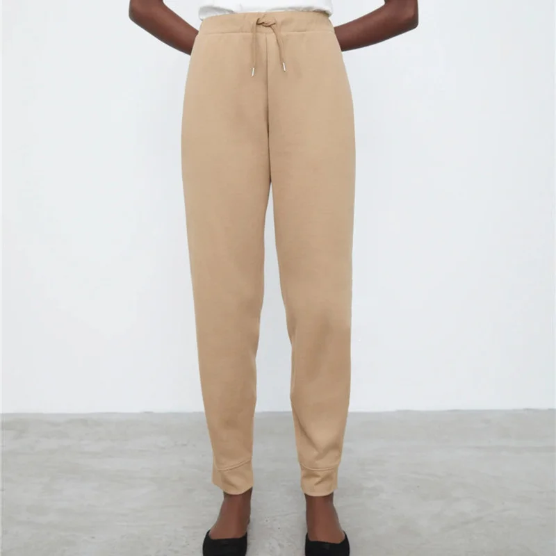 

2021 New Women Embroidered Long Pants Lady Casual Elastic Waist Trousers