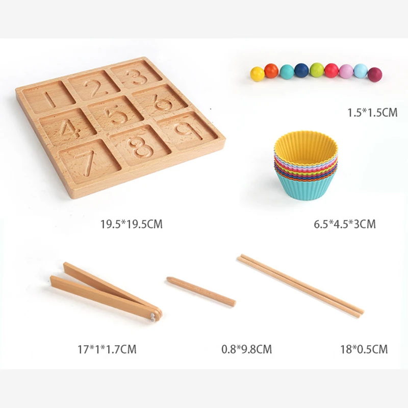 

Children's Wooden Beads Toy Match Boar Color Recognition Number Writing Chopstick Training Montessori Education Game Kids Gift
