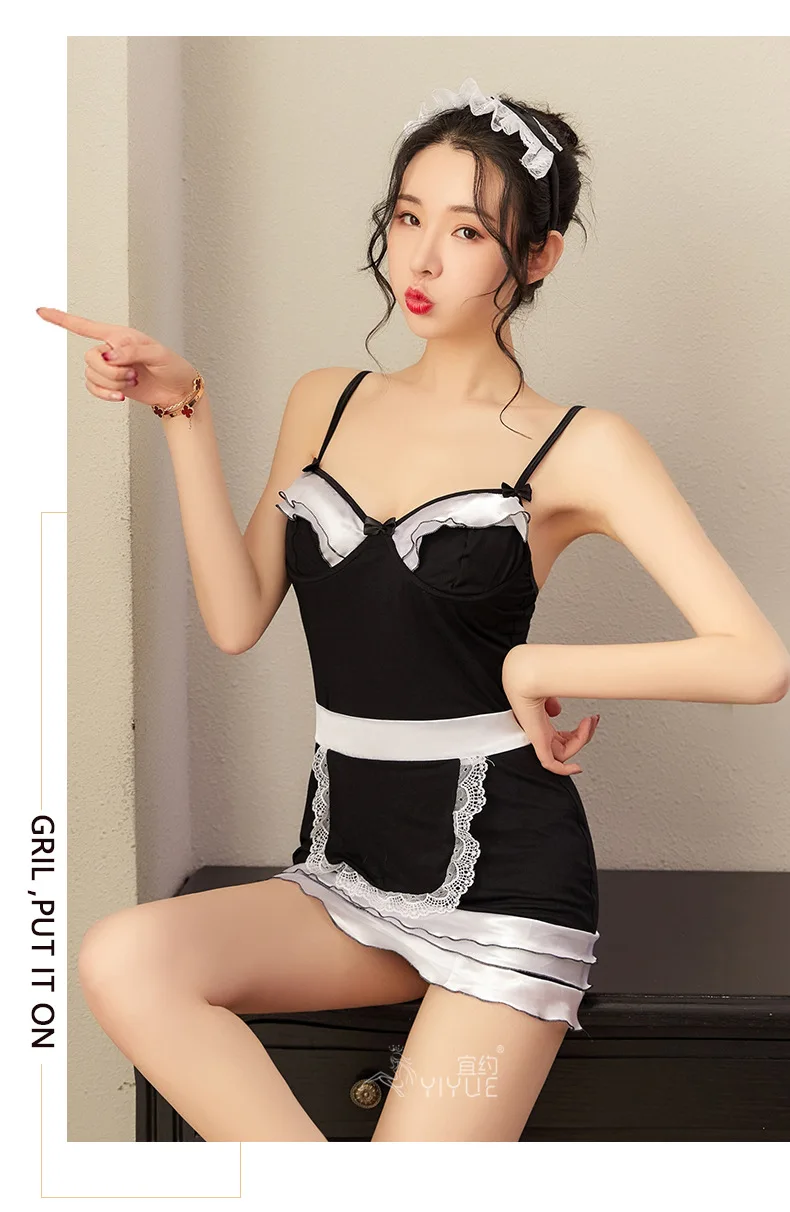 Нижнее белье Униформа для горничной сексуальное платье костюм пижамы нижнее