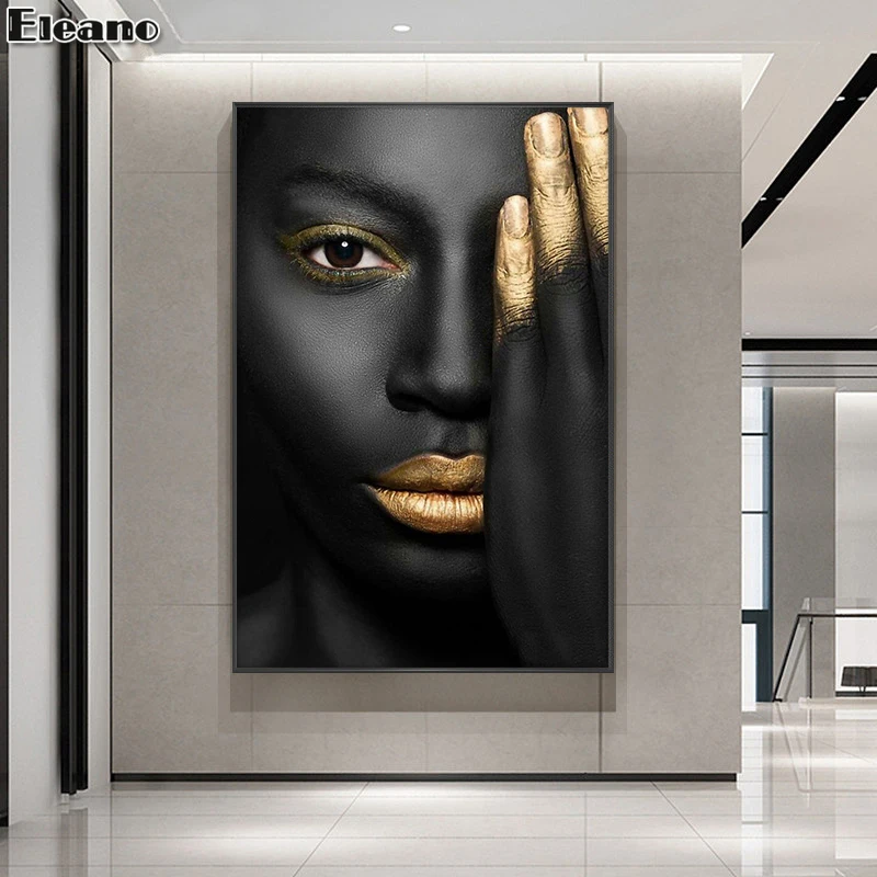 

African Art Black and Gold Woman Canvas Print Classic Characters Posters Wall Art Aesthetic Room Decor Scandinavian Painting