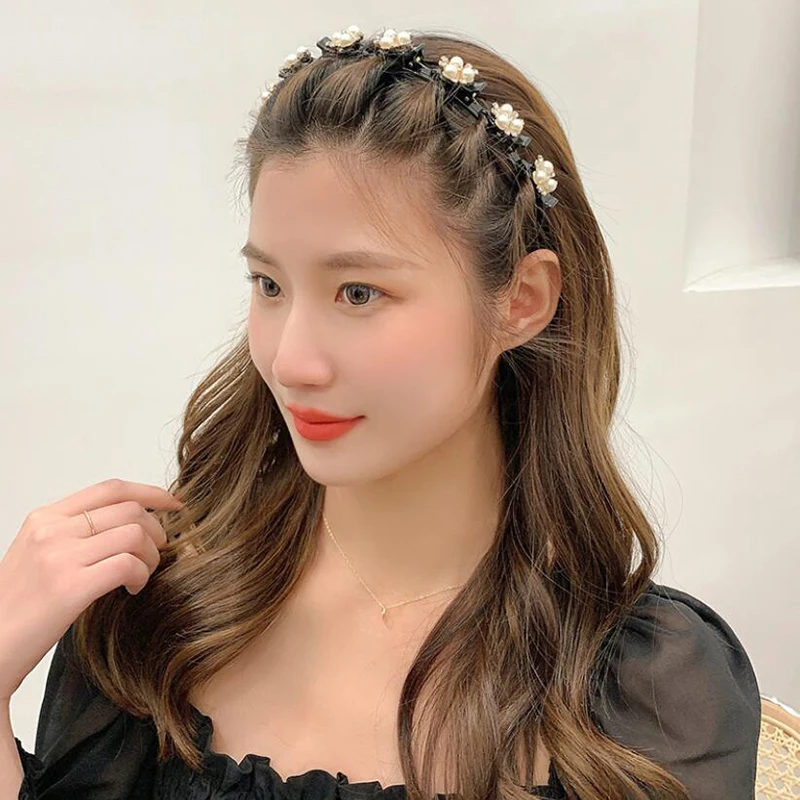 

Unisex Pearls Elegant Hairbands Men Women Sports Headband Double Bangs Hairstyle Make Up Hairpins Fashion Hair Accessories