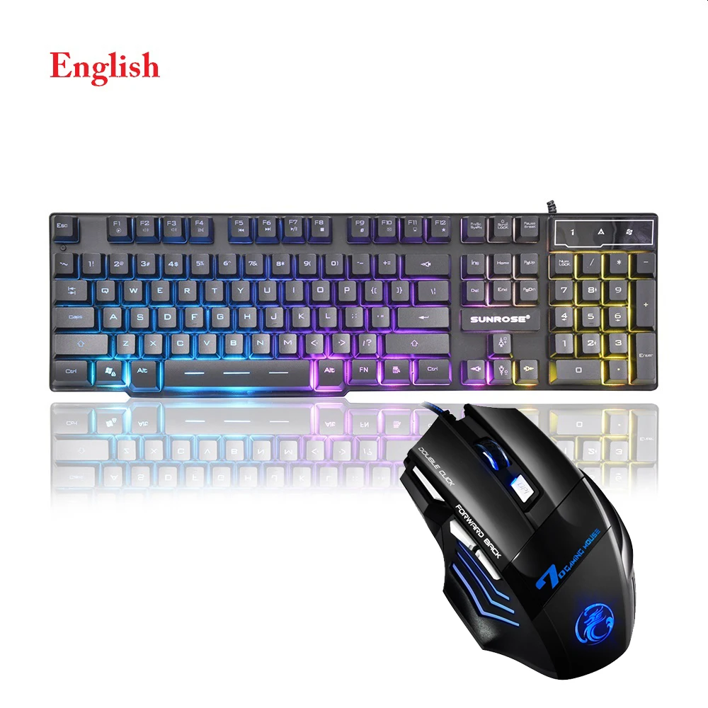 Игровая клавиатура Sunrose Teclado Gamer 7 цветов русский/английский светодиодный экран с