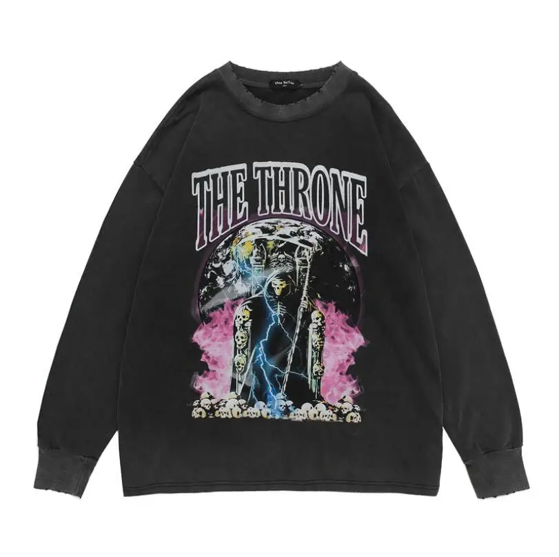 

Свитшот мужской в стиле хип-хоп с принтом молнии, хлопковый пуловер свободного покроя в стиле Харадзюку, повседневная одежда, w1704, 2021