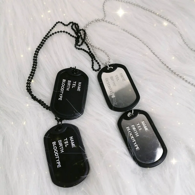 Модная черная четырехрядная Двухрядная цепь с подвеской в стиле милитари