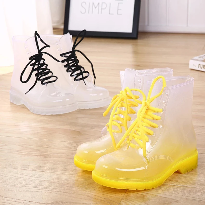 Женские непромокаемые ботинки Водонепроницаемая женская обувь на шнуровке