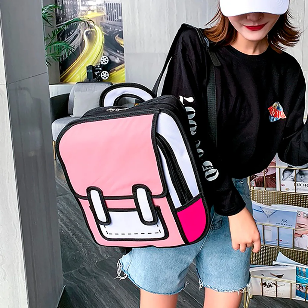 Женский рюкзак 3D прыжок стиль 2D рисунок мультфильм задняя сумка комикс