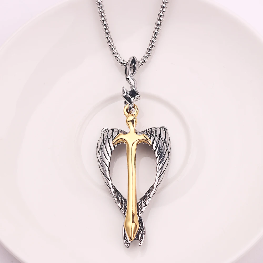 Колье с подвеской в виде золотого Креста и Святого меча для мужчин Винтажное