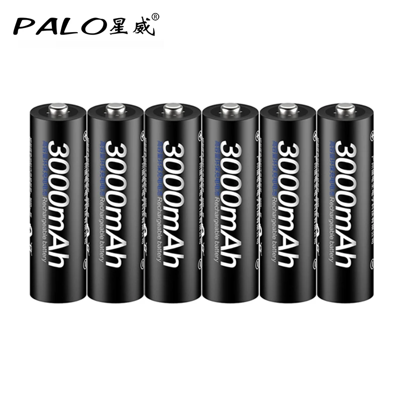 PALO 6 шт. 2a 1,2 V батареи Ni-MH предварительно заряженные 3000mah AA аккумуляторные батареи для игрушек/камеры для Бразилии