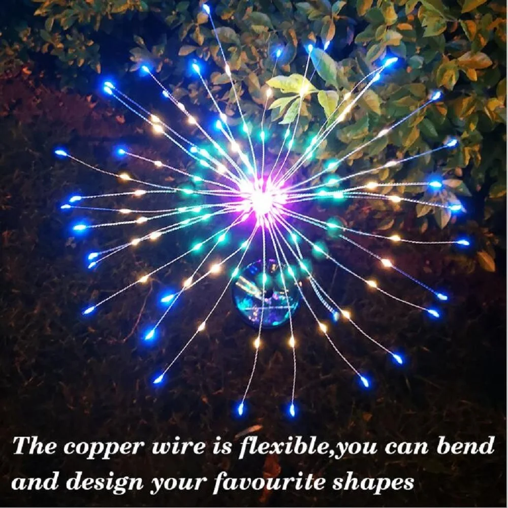 

DIY Solar Fireworks String lights Holiday Light Christmas Festive Fairy lights Outdoor Solar lamps For Garden Decoration