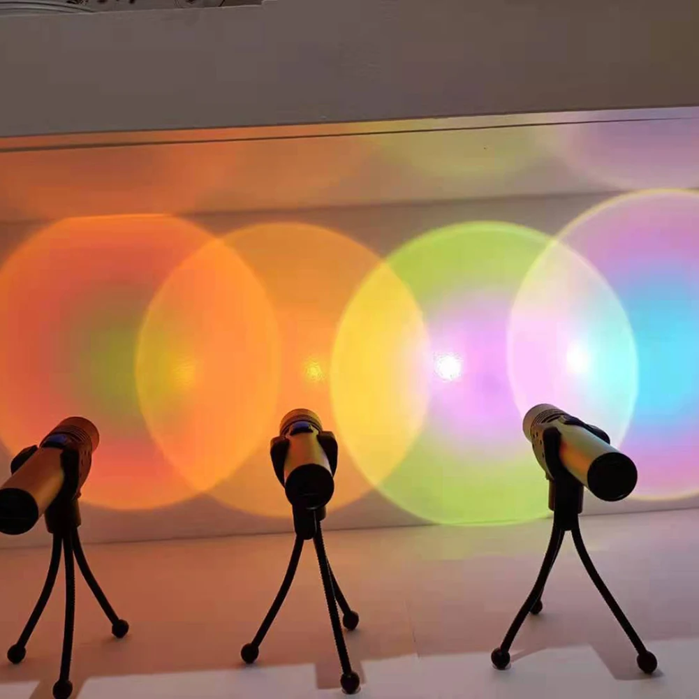 

1PC Sunset Projection Lamp Rainbow Atmosphere Led Night Light Sunset Light For Home Bedroom Background Wall USB Table Lamp