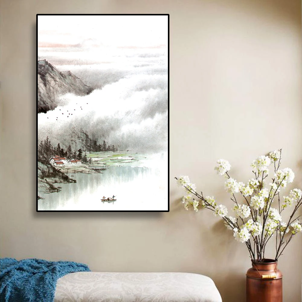 

New Chinese Landscape Painting Abstract Style Canvas Painting Art Print Poster Picture Wall Living Room Home Decor