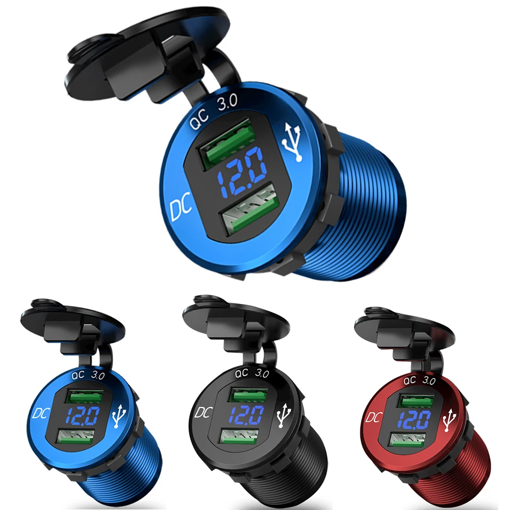 

Быстрая зарядка 3,0 двойное зарядное устройство USB Водонепроницаемая розетка алюминиевая электрическая розетка Быстрая зарядка со светодио...