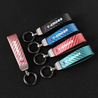 new fashion car carbon fiber leather rope keychain key ring for t cross tcross accessories