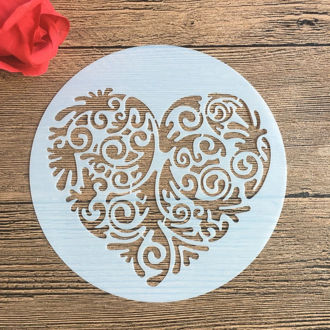 

6-дюймовая форма для круглых цветов, сделай сам, узор, полый шаблон, трафареты для выпечки торта, сахарный порошок, сито, форма для граффити, плитка для рисования